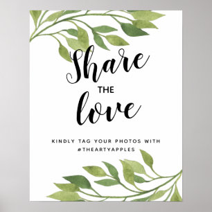 Foliage greenery leaf Social media wedding hashtag Poster