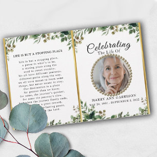 Foliage Greenery Photo Celebration of Life Program