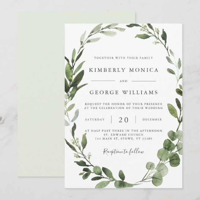 Foliage Greenery Wedding Invitation (Front/Back)