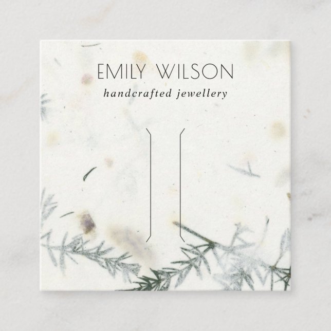 Foliage Handmade Paper Texture Hair Clip Display Square Business Card (Front)