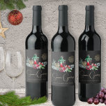Foliage Lantern Modern Minimalist Merry Christmas Wine Label<br><div class="desc">A beautiful vintage watercolor Christmas lantern wine label to delight your friends and family. You can edit the tiling style before buying. Please inbox us if you would like this design on other items. We will create and list them for you. Follow us for the latest releases and exciting discounts....</div>