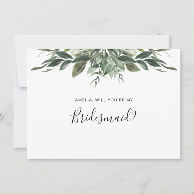 Foliage Leaf Bridesmaid Flat Card (Front)