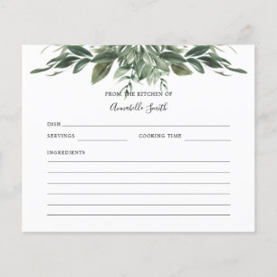 Foliage Leaf Name Recipe Card