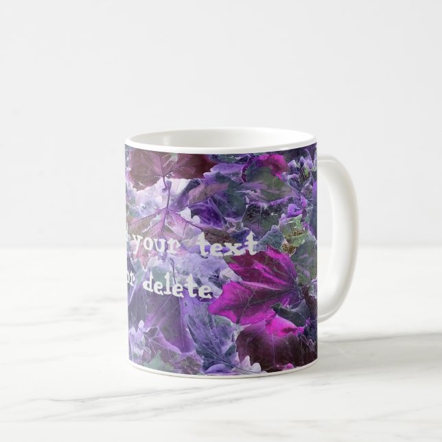 Foliage Leaf Pattern Pink Purple Custom Coffee Mug (Front Right)