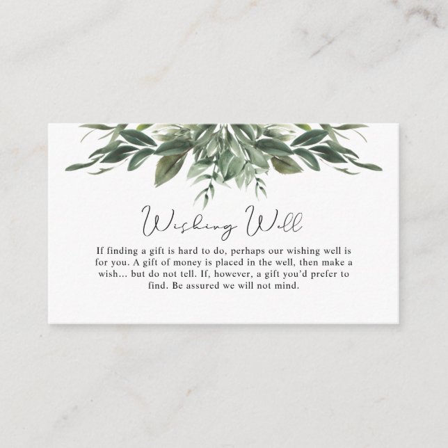 Foliage Leaf Wishing Well Enclosure Card (Front)