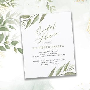 Foliage leaves BUDGET bridal shower invitation