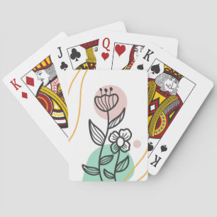 Foliage line with abstract shape playing cards