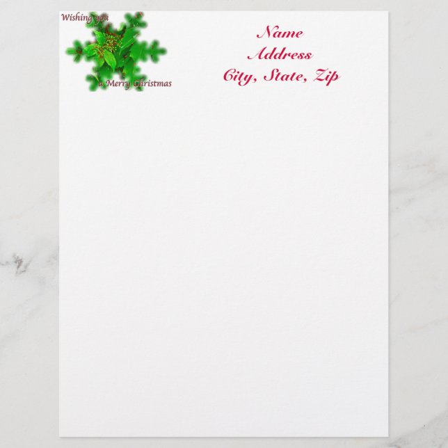 Foliage Merry Christmas Letterhead (Front)