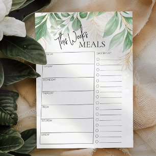 Foliage Minimal Script Text Weekly Meal Planner