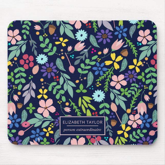 Foliage Modern Floral Mouse Mat (Front)