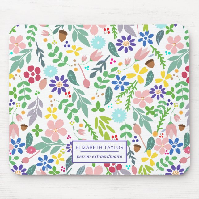 Foliage Modern Floral Mouse Mat (Front)