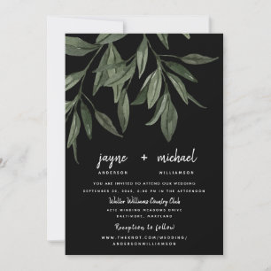 Foliage Modern Font Black Website Wedding Invitation