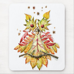 Foliage owl mouse mat