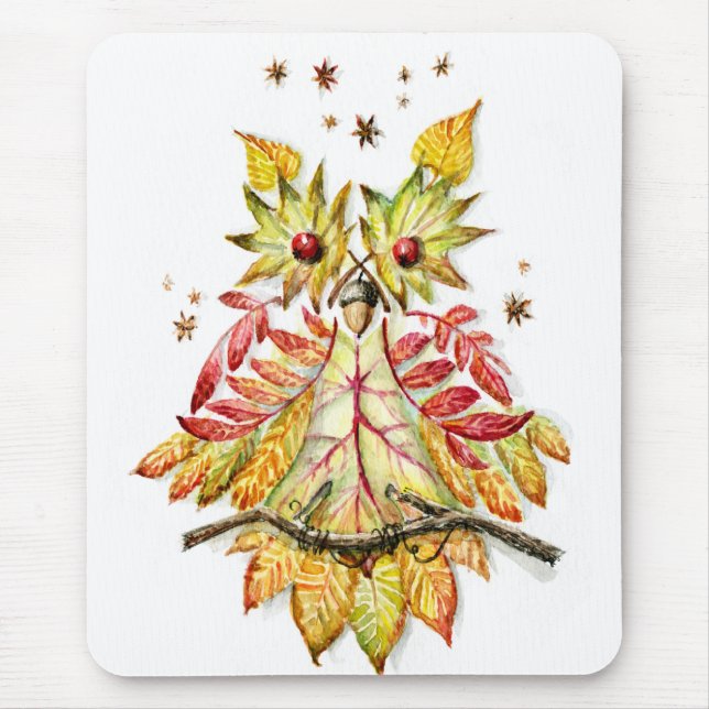 Foliage owl mouse mat (Front)