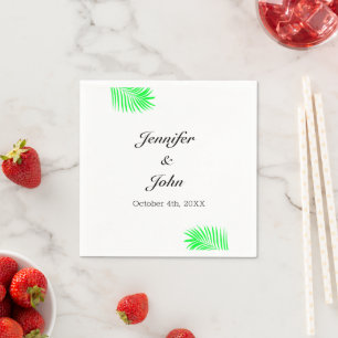 Foliage Palm Tree Green Watercolor Leaves Wedding Napkin