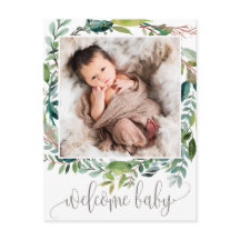 Foliage Photo Birth Announcement