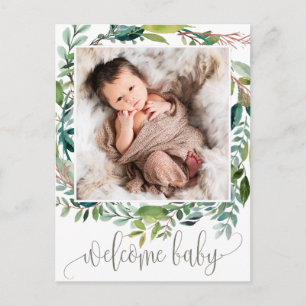 Foliage Photo Birth Announcement Postcard