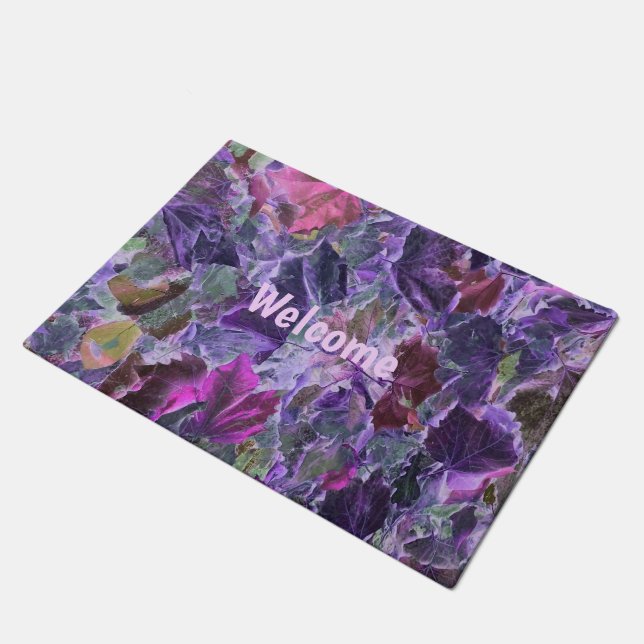 Foliage Purple Leaves Pattern Welcome Doormat (Angled)