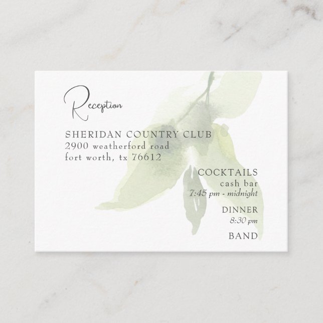 Foliage Reception Cash Bar Wedding Enclosure Card (Front)