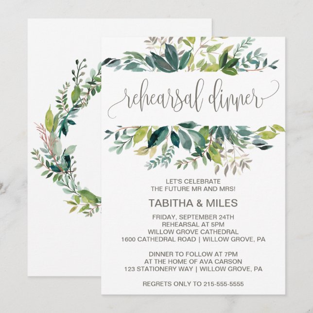 Foliage Rehearsal Dinner Invitation (Front/Back)