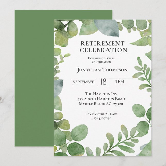  Foliage  Retirement Party Celebration   Invitation (Front/Back)