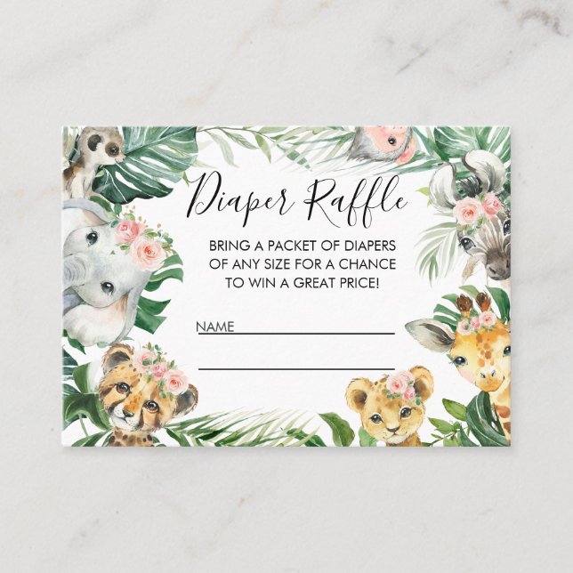 Foliage Safari Baby Shower Diaper Raffle Insert (Front)