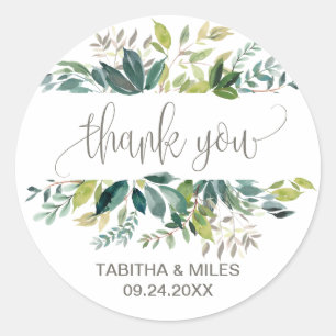 Foliage Thank You Wedding Favour Stickers