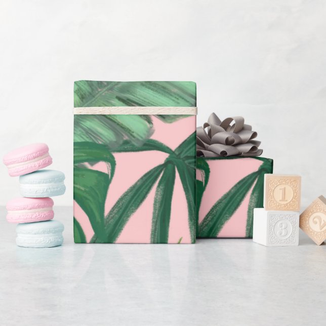 Foliage Tropical Monstera Leaves party Wrapping Paper (Baby Shower)