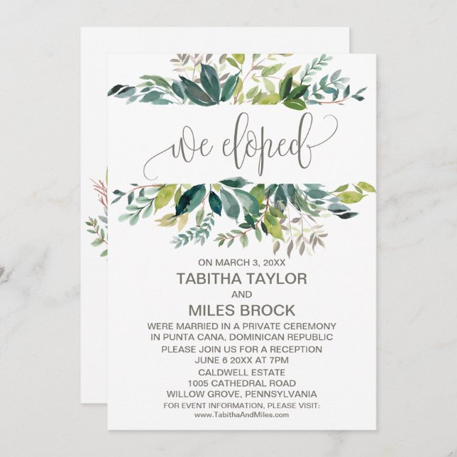 Foliage We Eloped Elopement Reception Invitation (Front/Back)