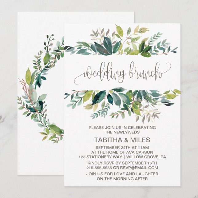 Foliage Wedding Brunch Invitation (Front/Back)