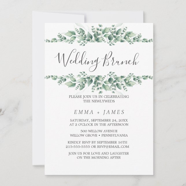 Foliage Wedding Brunch Invitation (Front)