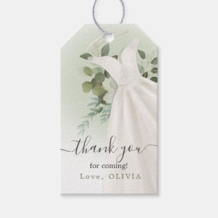 Foliage Wedding Dress Bridal Shower Gift Tags