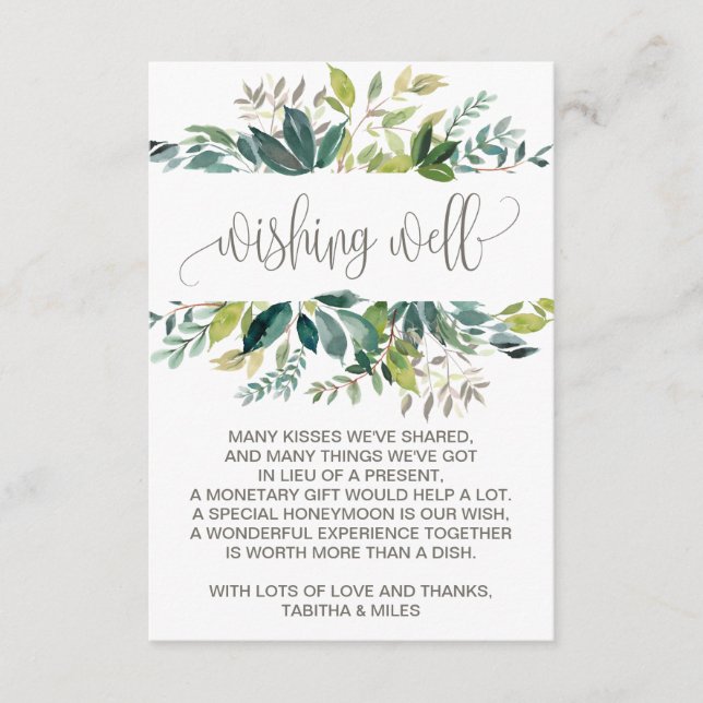 Foliage Wedding Wishing Well Enclosure Card (Front)