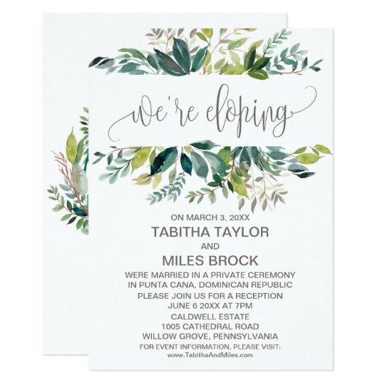 foliage we re eloping elopement reception invitation zazzle co uk