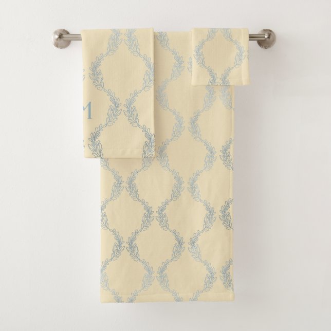 Foliage Whisper on Pale Moon Bath Towel Set (Insitu)