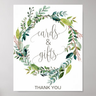 Foliage Wreath Cards and Gifts Sign