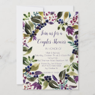 Foliage Wreath Couple's Wedding Shower Invitation