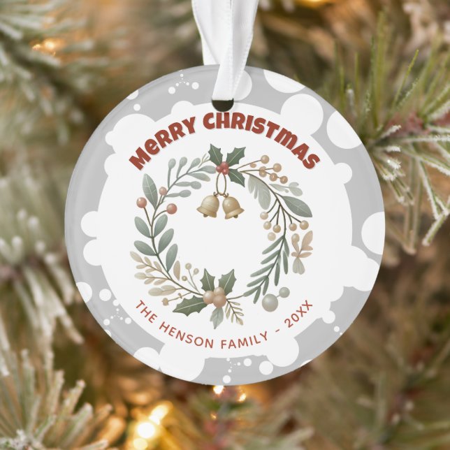 Foliage Wreath Merry Christmas Family Holiday Ornament (Tree)