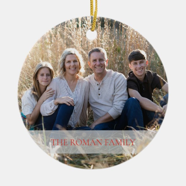 Foliage Wreath Photo Merry & Bright Holiday Ceramic Tree Decoration (Front)