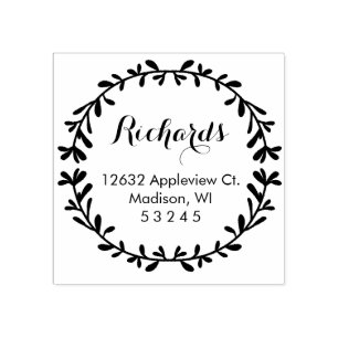 Foliage Wreath Return Address Stamp