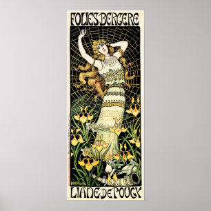 FOLIES BERGERE Liane De Pougy France Cabaret Dance Poster