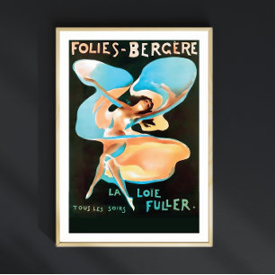 Folies Bergere Paris Showgirl, 1920's Flapper Girl Poster