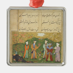 Folio 39, A garden scene, from the 'Bustan of Sa'd Metal Tree Decoration
