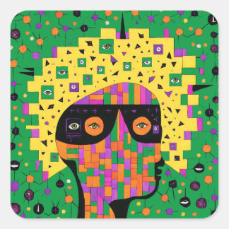 Folk 001 Nancy Square Sticker