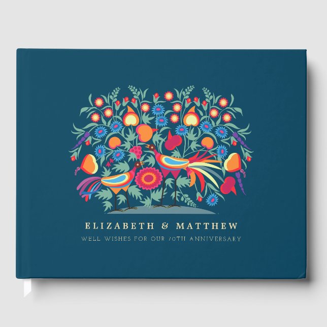 Folk Art 70th Wedding Anniversary Guest Books (Front)