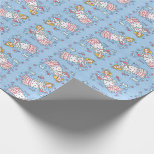 FOLK ART ANGEL OF HEARTS WRAPPING PAPER