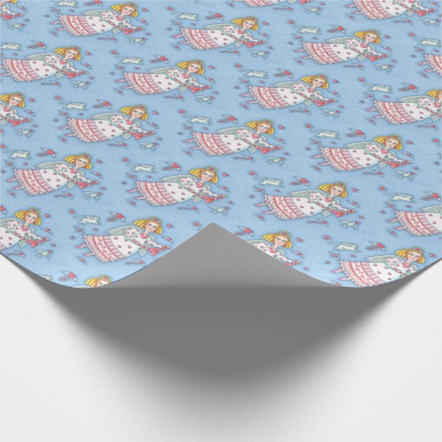 FOLK ART ANGEL OF HEARTS WRAPPING PAPER (Corner)