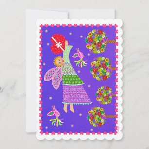 Folk Art Angel Valentine 5 x7 Holiday Flat Card