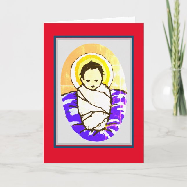 FOLK ART BABY JESUS CHRISTMAS Folded Card (Front)
