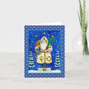 FOLK ART BALTIMORE QUILT FATHER CHRISTMAS Blank Card
